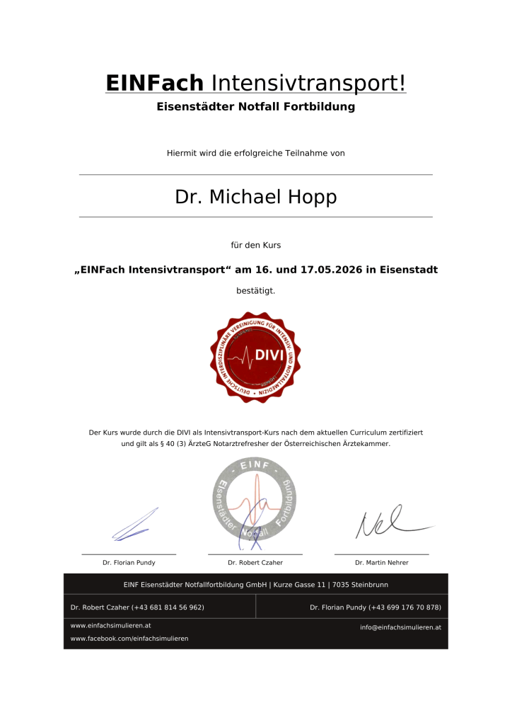 Dr. Intensivtransport Dr Michael Hopp